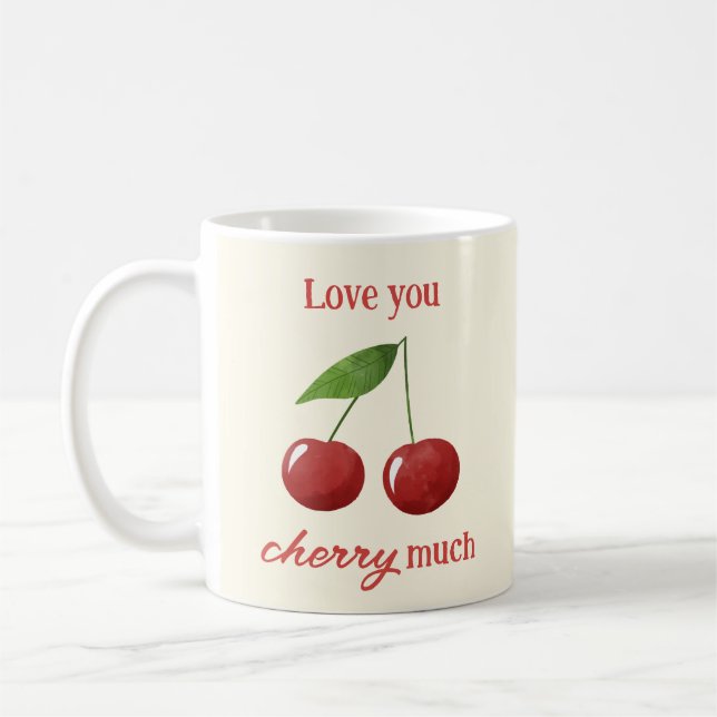 Cute Simple Cherries Love Cherry Photo Valentines Coffee Mug (Left)