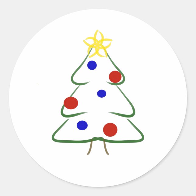 Cute simple Christmas drawing Classic Round Sticker (Front)