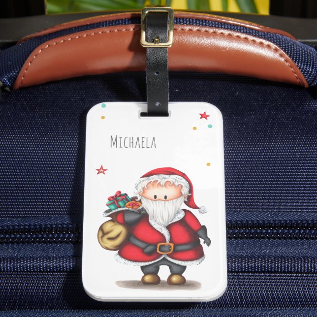 Cute Simple Christmas Santa Claus Luggage Tag (Front Insitu 2)