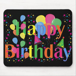 Cute Simple Colourful Happy Birthday Mouse Pad