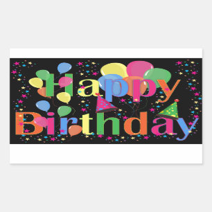 Cute Simple Colourful Happy Birthday Rectangular Sticker