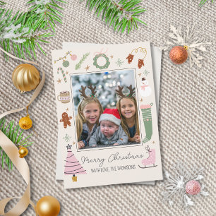 Cute Simple Cosy Pastel Christmas Photo Holiday Card