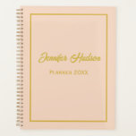 Cute Simple Custom Girly Light Peach Monthly Planner<br><div class="desc">Stay organised and stylish with this adorable girly monthly planner! Featuring a light peach cover with elegant gold accents, this planner combines simplicity and charm. The minimalist design is perfect for those who appreciate a clean and uncluttered look. Customise the cover with your name or a special message to make...</div>