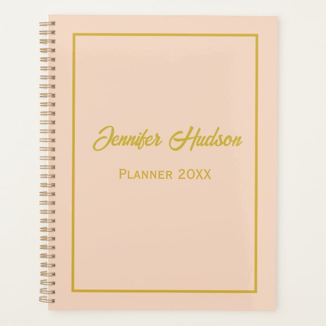 Cute Simple Custom Girly Light Peach Monthly Planner (Front)