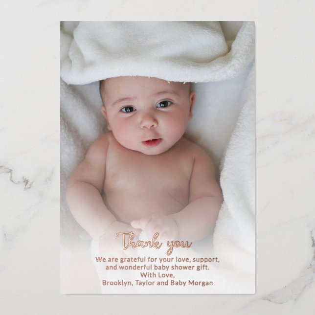 Cute Simple Custom Photo Thank You New Baby Shower (Front)