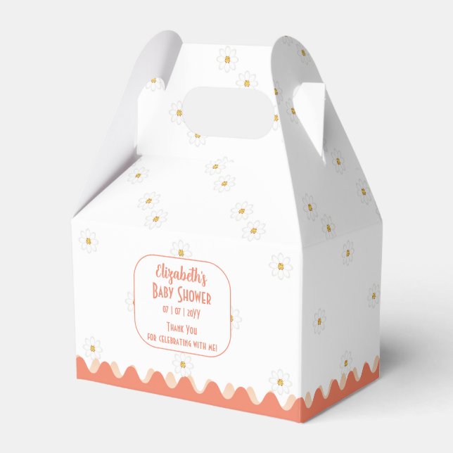 Cute Simple Daisy Floral Baby Shower Favour Box (Front Side)
