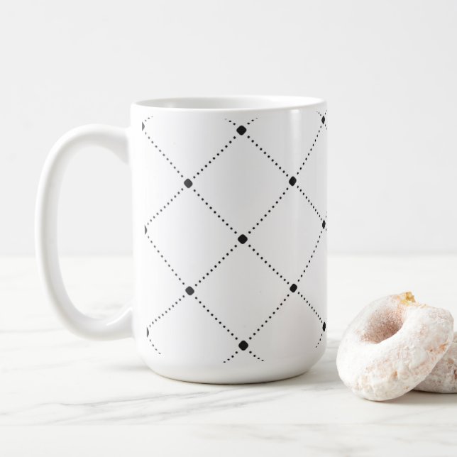Cute simple design black dots elegant cafe mug (With Donut)