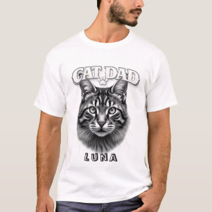 Cute Simple Design Custom Cat Dad Black Cat Lover T-Shirt