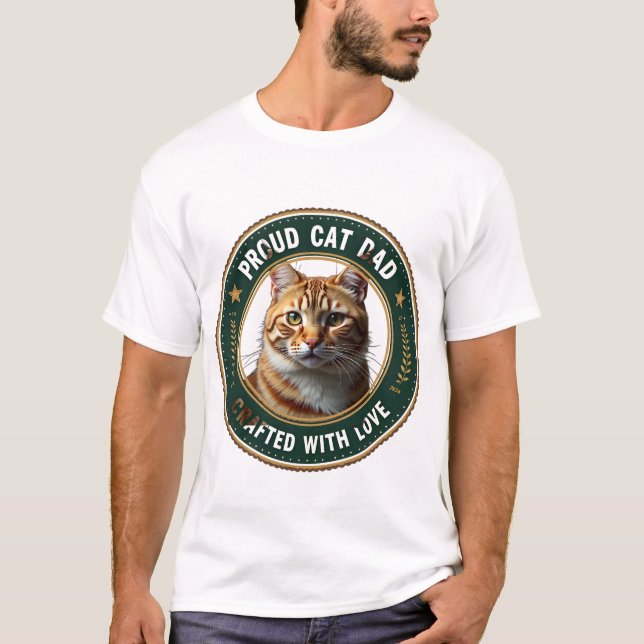 Cute Simple Design Custom Cat Dad Cat Lover T-Shirt (Front)