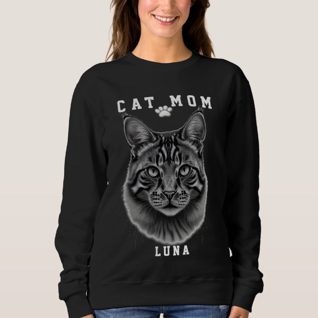 Cute Simple Design Custom Cat Mum Black Cat Lover Sweatshirt (Front)
