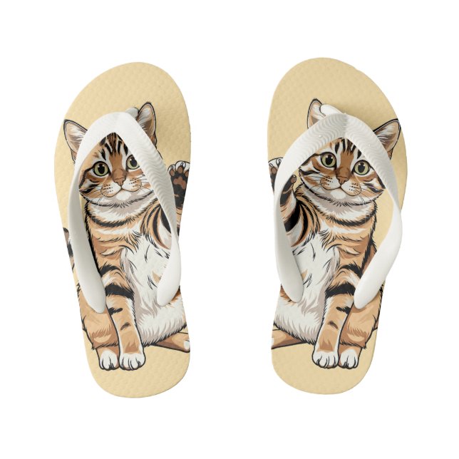 Cute simple design men cat lover kid's thongs (Footbed)