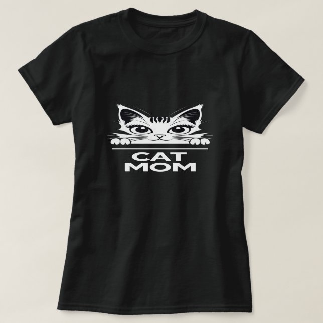 Cute simple design womens black cat lover mom  T-Shirt (Design Front)
