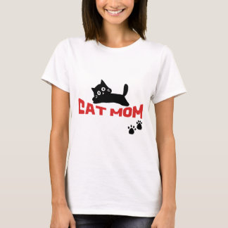 Cute simple design womens black cat lover mum T-Shirt