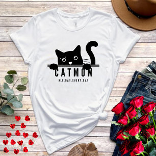 Cute simple design womens black cat lover mum T-Shirt