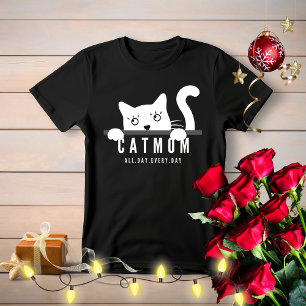 Cute simple design womens white cat lover mum  T-Shirt