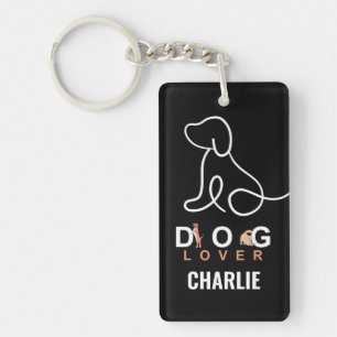 Cute simple dog lover personalised name & photo key ring