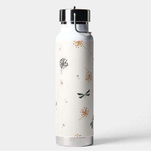 Cute simple dragonflies and flowers water bottle