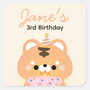 Cute Simple Fun Birthday Party Square Sticker
