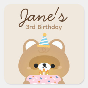 Cute Simple Fun Birthday Party Square Sticker