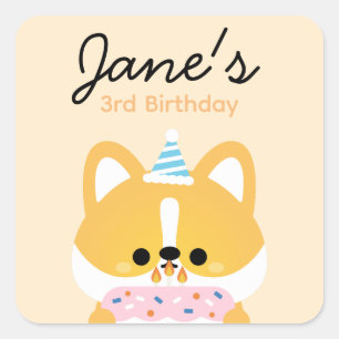 Cute Simple Fun Birthday Party Square Sticker