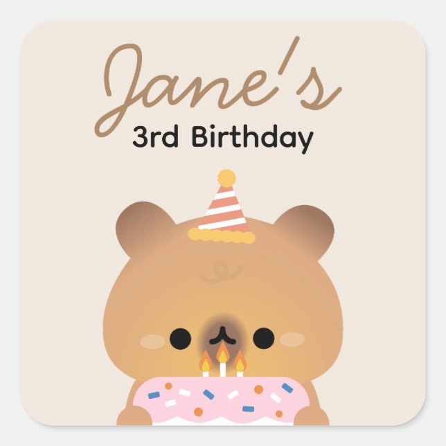 Cute Simple Fun Birthday Party Square Sticker (Front)