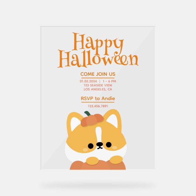 Cute Simple Fun Halloween Party Acrylic Sign (Front)