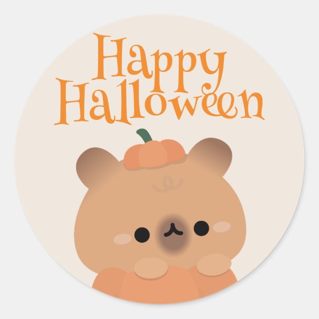 Cute Simple Fun Halloween Party Classic Round Sticker (Front)