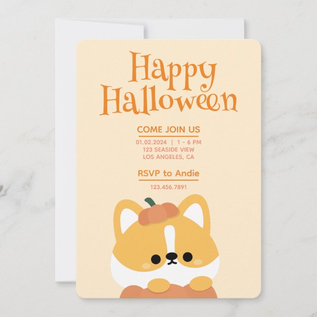 Cute Simple Fun Halloween Party Invitation (Front)