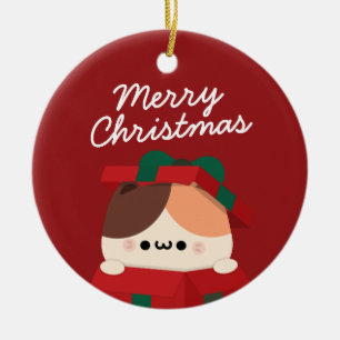 Cute Simple Fun Merry Christmas Ceramic Ornament