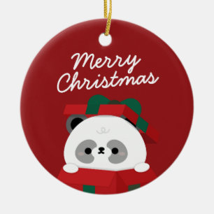 Cute Simple Fun Merry Christmas Ceramic Ornament