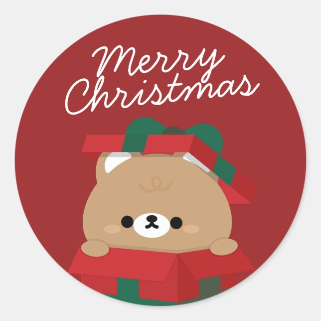 Cute Simple Fun Merry Christmas Classic Round Sticker (Front)