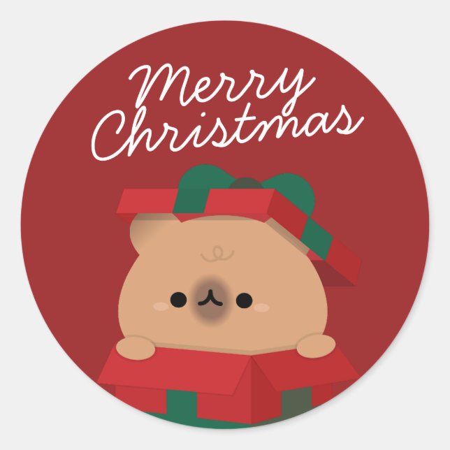 Cute Simple Fun Merry Christmas Classic Round Sticker (Front)