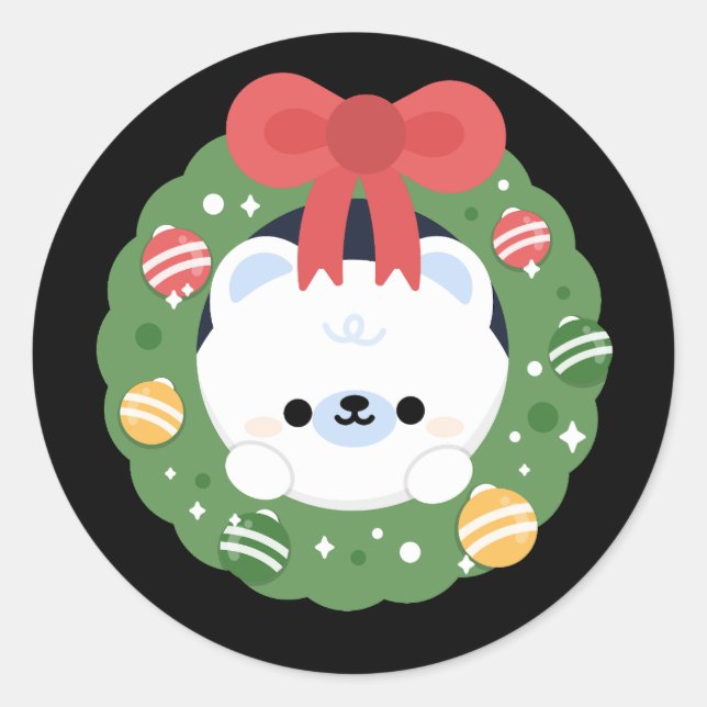 Cute Simple Fun Merry Christmas Classic Round Sticker (Front)