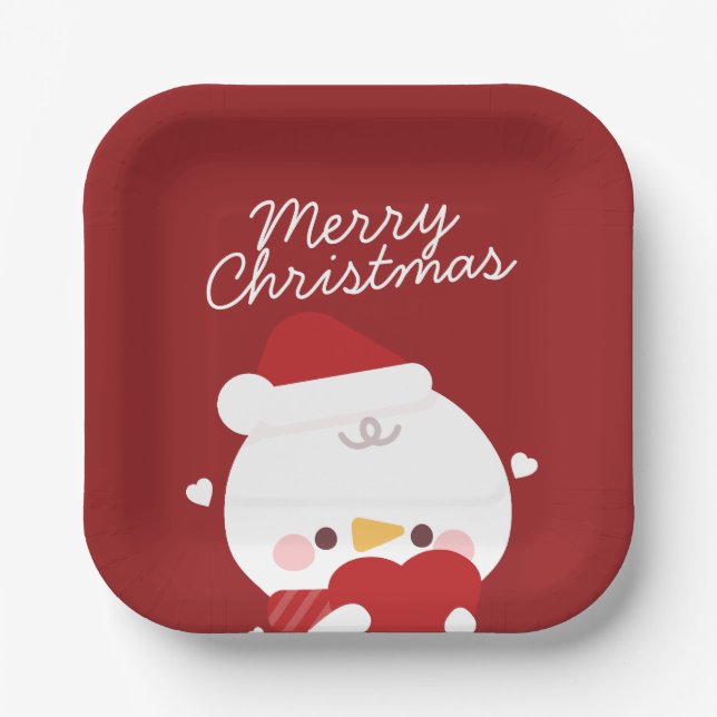 Cute Simple Fun Merry Christmas Paper Plate (Front)