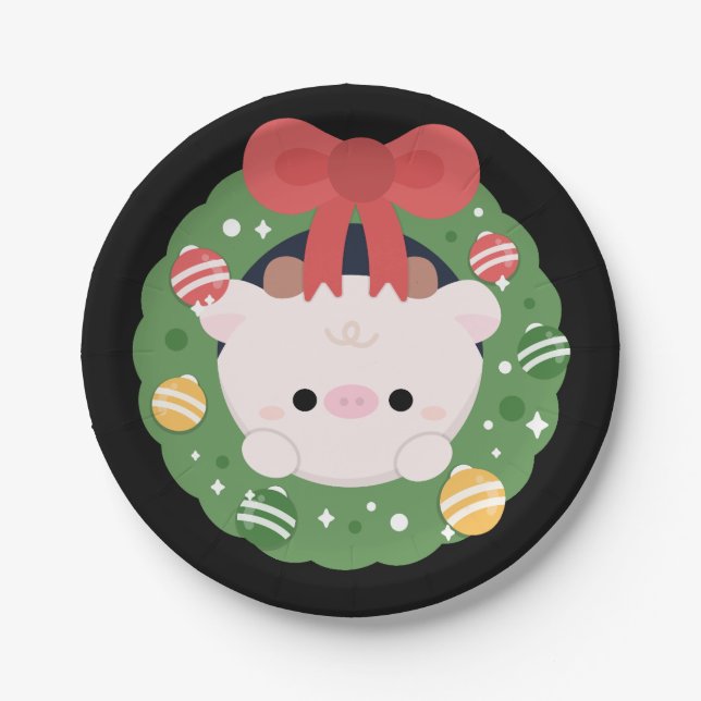 Cute Simple Fun Merry Christmas Paper Plate (Front)