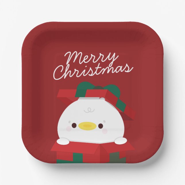 Cute Simple Fun Merry Christmas Paper Plate (Front)