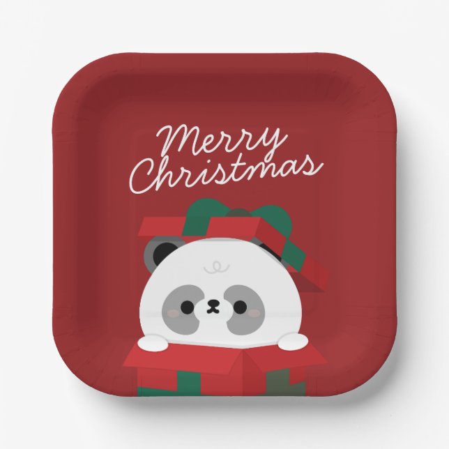 Cute Simple Fun Merry Christmas Paper Plate (Front)