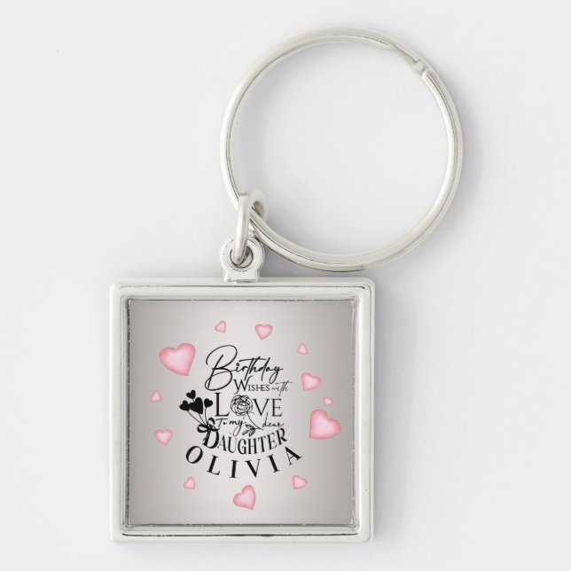 Cute Simple Gifts For Daughters | Typography Key Ring (Front)