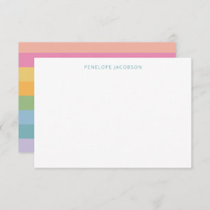 Cute Simple Girly Pastel Stripes Personalised Name Thank You Card