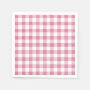 Cute Simple Girly Preppy Pink Gingham Plaid Napkin