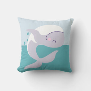 Cute simple graphic leaping whale nursery art cushion