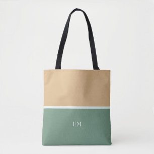 Cute Simple Green Monogram Initials Tote Bag