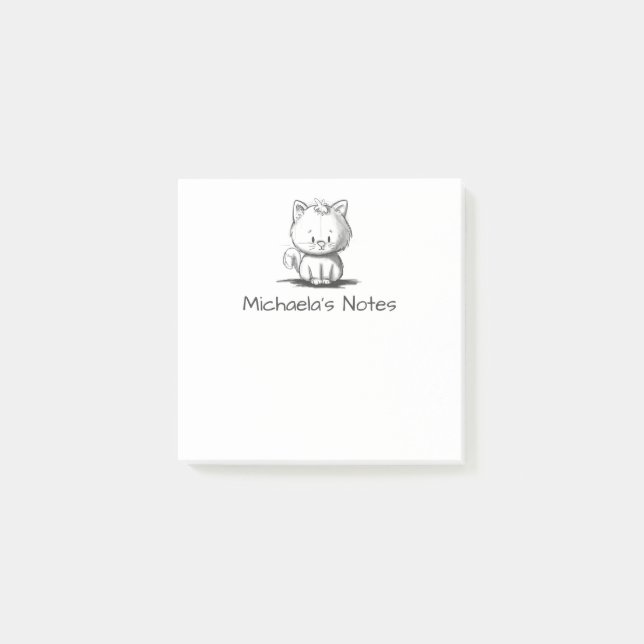 Cute Simple Hand Drawn Cat Post-it Notes (Front)