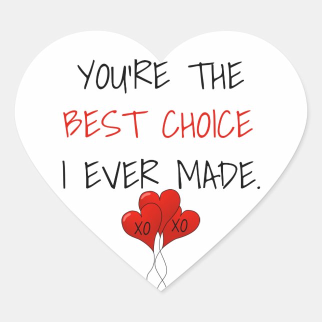 Cute Simple Heart Balloons Best Choice Valentines Heart Sticker (Front)