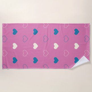 Cute Simple Heart Pattern Beach Towel