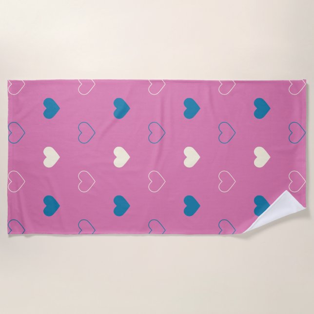 Cute Simple Heart Pattern Beach Towel (Front)
