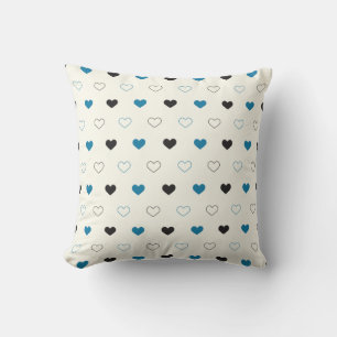 Cute Simple Heart Pattern blue black cream Cushion