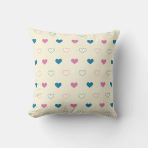 Cute Simple Heart Pattern blue pink cream Cushion