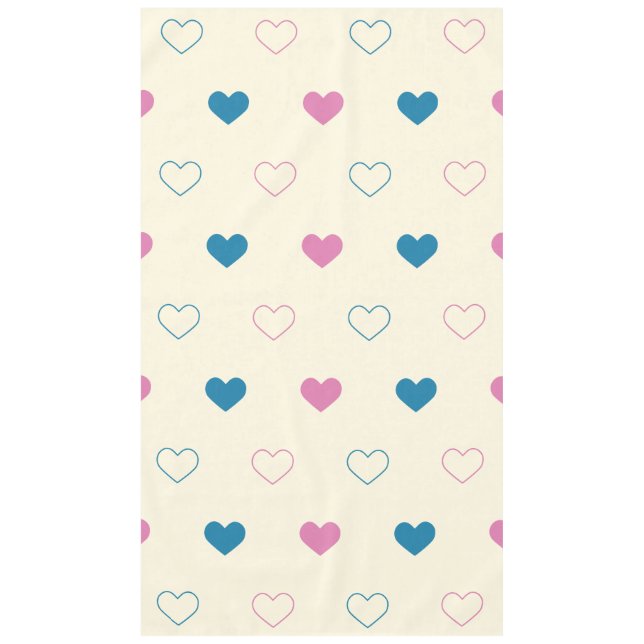 Cute Simple Heart Pattern blue pink cream Tablecloth (Front)