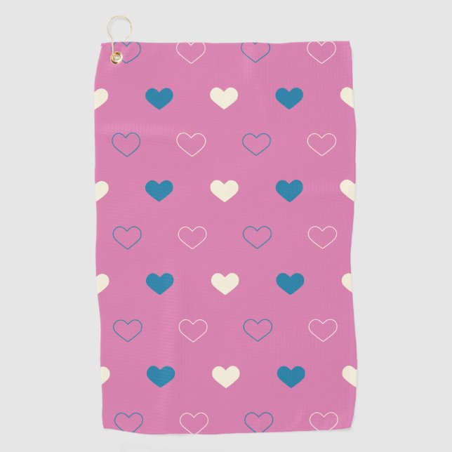 Cute Simple Heart Pattern Golf Towel (Front)